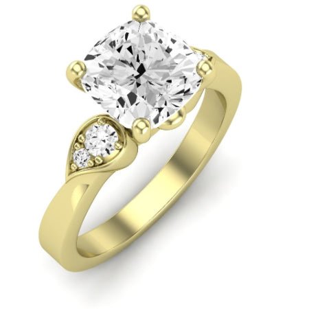 Hibiscus Diamond Matching Band Only (does Not Include Engagement Ring)  For Ring With Cushion Center yellowgold