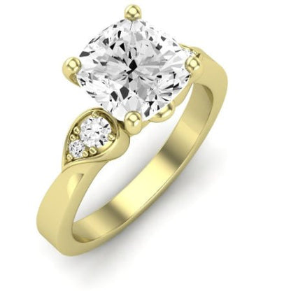 Hibiscus Diamond Matching Band Only (does Not Include Engagement Ring)  For Ring With Cushion Center yellowgold