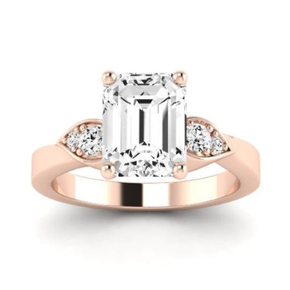 Hibiscus Diamond Matching Band Only (does Not Include Engagement Ring)  For Ring With Emerald Center rosegold