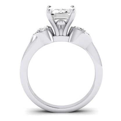 Hibiscus Diamond Matching Band Only (does Not Include Engagement Ring)  For Ring With Emerald Center whitegold