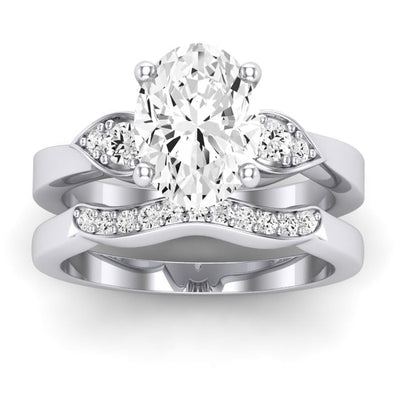 Hibiscus Diamond Matching Band Only (does Not Include Engagement Ring)  For Ring With Oval Center whitegold