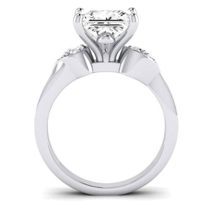 Hibiscus Diamond Matching Band Only (does Not Include Engagement Ring)  For Ring With Princess Center whitegold