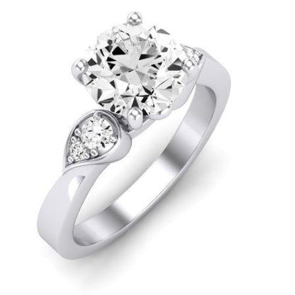 Hibiscus Diamond Matching Band Only (does Not Include Engagement Ring)  For Ring With Round Center whitegold