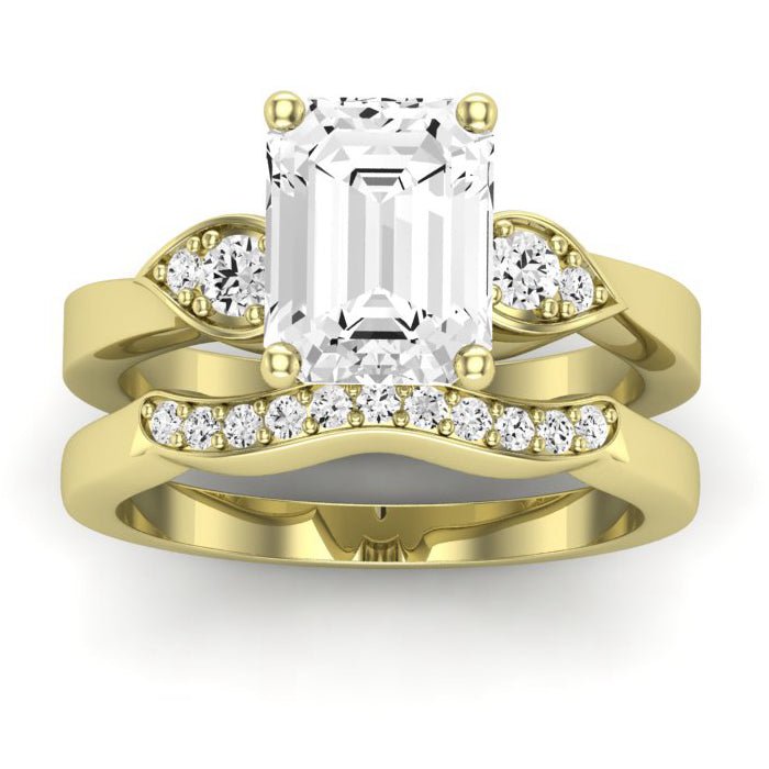 Hibiscus Emerald Moissanite Bridal Set yellowgold