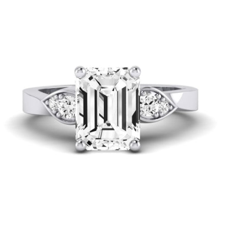 Hibiscus Emerald Moissanite Bridal Set whitegold
