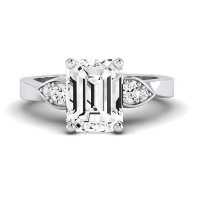 Hibiscus Emerald Moissanite Bridal Set whitegold