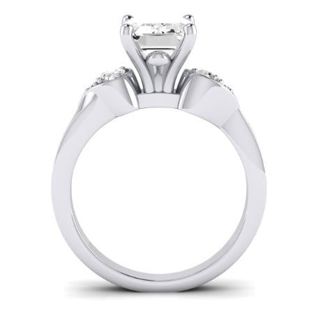 Hibiscus Emerald Moissanite Bridal Set whitegold