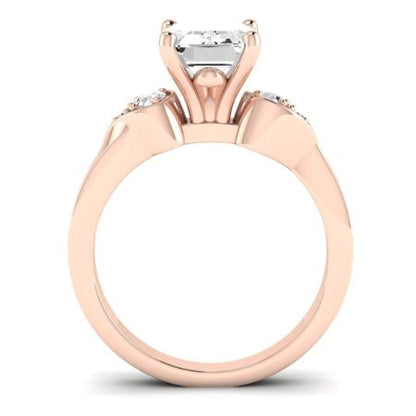 Hibiscus Emerald Moissanite Bridal Set rosegold