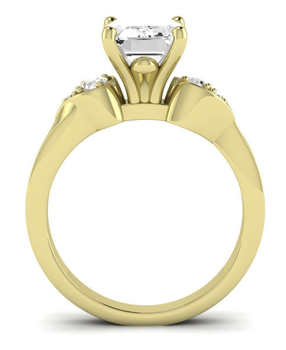 Hibiscus Emerald Moissanite Engagement Ring yellowgold