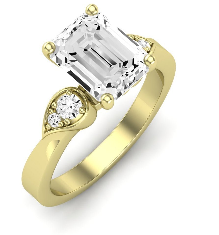 Hibiscus Emerald Moissanite Engagement Ring yellowgold