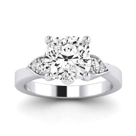 Hibiscus Diamond Matching Band Only (does Not Include Engagement Ring)  For Ring With Cushion Center whitegold
