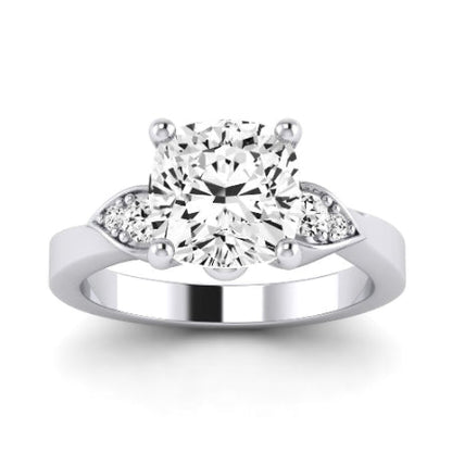 Hibiscus Diamond Matching Band Only (does Not Include Engagement Ring)  For Ring With Cushion Center whitegold