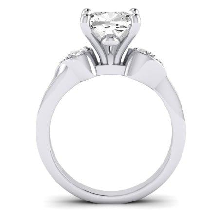 Hibiscus Diamond Matching Band Only (does Not Include Engagement Ring)  For Ring With Cushion Center whitegold