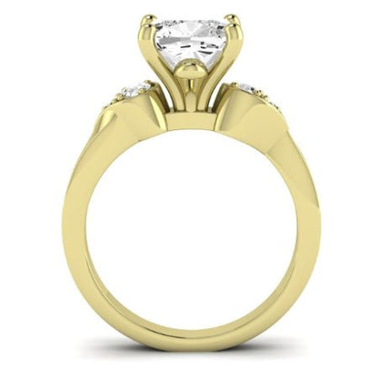Hibiscus Diamond Matching Band Only (does Not Include Engagement Ring)  For Ring With Cushion Center yellowgold