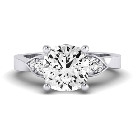 Hibiscus Diamond Matching Band Only (does Not Include Engagement Ring)  For Ring With Cushion Center whitegold
