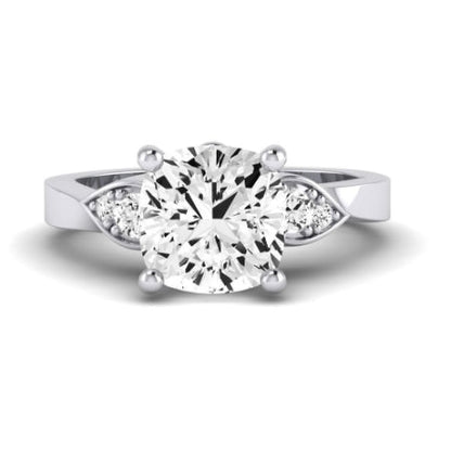 Hibiscus Diamond Matching Band Only (does Not Include Engagement Ring)  For Ring With Cushion Center whitegold