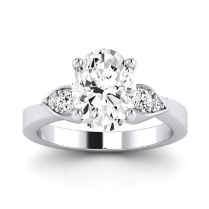 Hibiscus Diamond Matching Band Only (does Not Include Engagement Ring)  For Ring With Oval Center whitegold