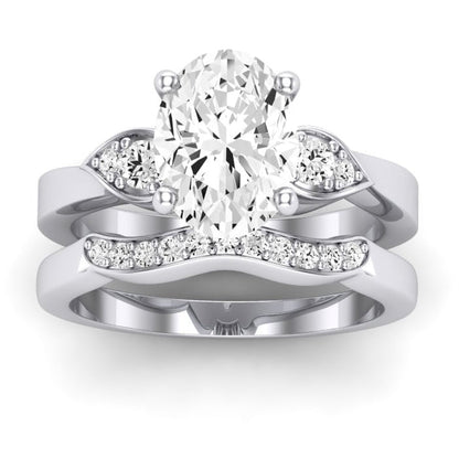 Hibiscus Diamond Matching Band Only (does Not Include Engagement Ring)  For Ring With Oval Center whitegold
