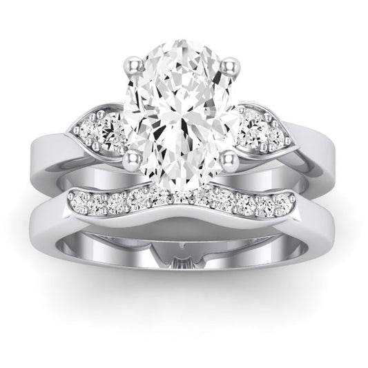 Hibiscus Diamond Matching Band Only (does Not Include Engagement Ring)  For Ring With Oval Center whitegold