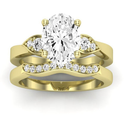 Hibiscus Diamond Matching Band Only (does Not Include Engagement Ring)  For Ring With Oval Center yellowgold