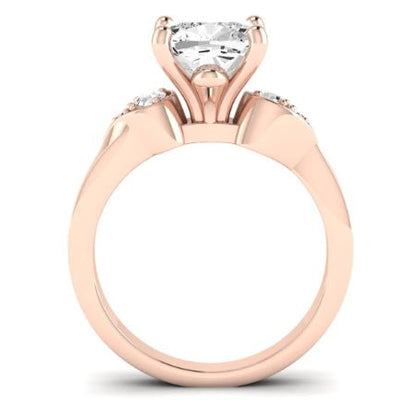 Hibiscus Moissanite Matching Band Only (does Not Include Engagement Ring)  For Ring With Cushion Center rosegold