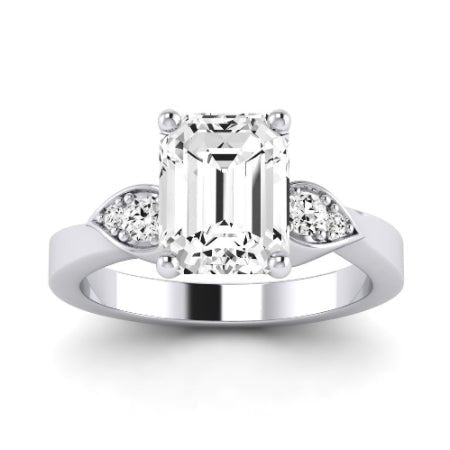 Hibiscus Moissanite Matching Band Only (does Not Include Engagement Ring)  For Ring With Emerald Center whitegold