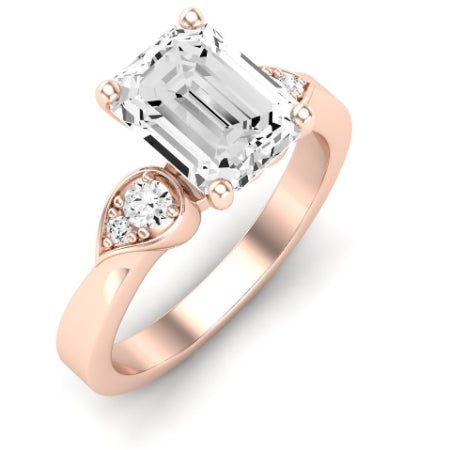 Hibiscus Moissanite Matching Band Only (does Not Include Engagement Ring)  For Ring With Emerald Center rosegold