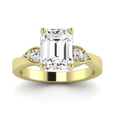 Hibiscus Moissanite Matching Band Only (does Not Include Engagement Ring)  For Ring With Emerald Center yellowgold