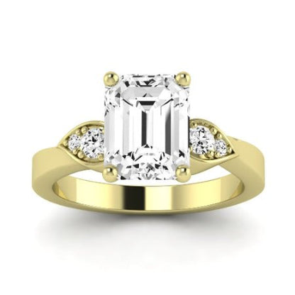 Hibiscus Moissanite Matching Band Only (does Not Include Engagement Ring)  For Ring With Emerald Center yellowgold