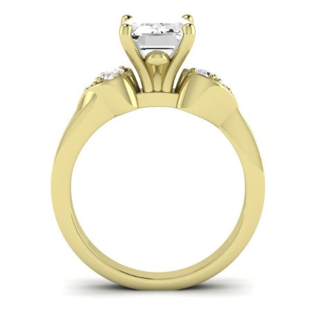 Hibiscus Moissanite Matching Band Only (does Not Include Engagement Ring)  For Ring With Emerald Center yellowgold