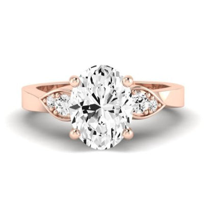 Hibiscus Moissanite Matching Band Only (does Not Include Engagement Ring)  For Ring With Oval Center rosegold