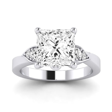 Hibiscus Moissanite Matching Band Only (does Not Include Engagement Ring)  For Ring With Princess Center whitegold