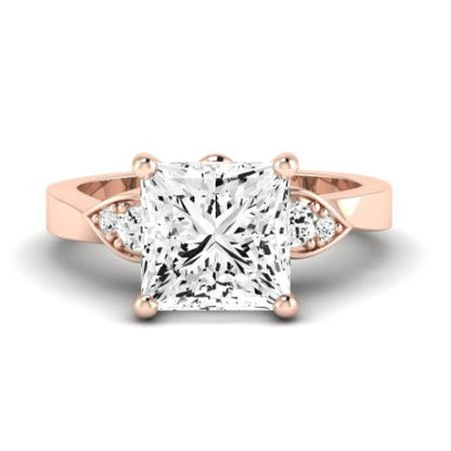 Hibiscus Moissanite Matching Band Only (does Not Include Engagement Ring)  For Ring With Princess Center rosegold
