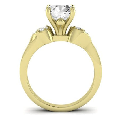 Hibiscus Moissanite Matching Band Only (does Not Include Engagement Ring)  For Ring With Round Center yellowgold