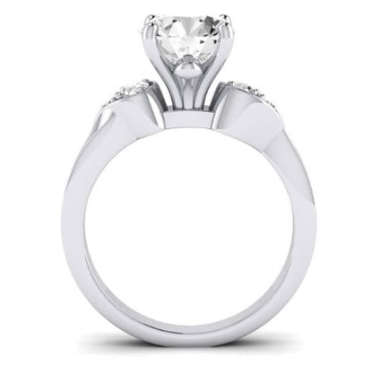 Hibiscus Moissanite Matching Band Only (does Not Include Engagement Ring)  For Ring With Round Center whitegold