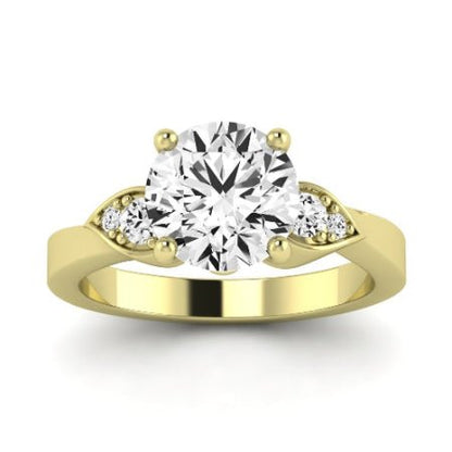 Hibiscus Moissanite Matching Band Only (does Not Include Engagement Ring)  For Ring With Round Center yellowgold