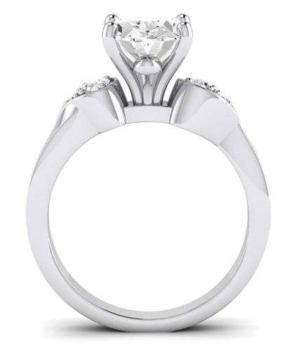 Hibiscus Oval Moissanite Engagement Ring whitegold