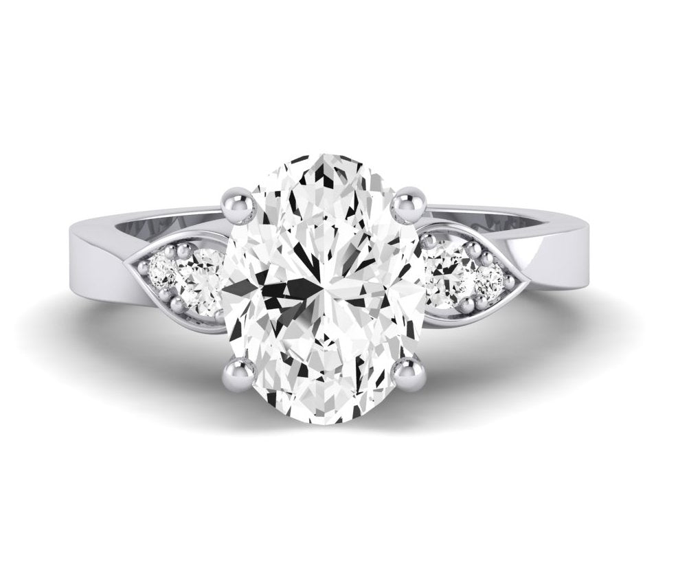 Hibiscus Oval Moissanite Engagement Ring whitegold