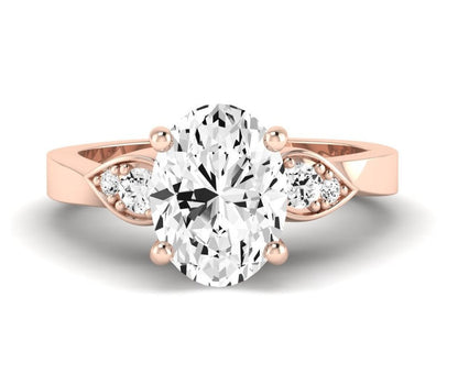 Hibiscus Oval Moissanite Engagement Ring rosegold