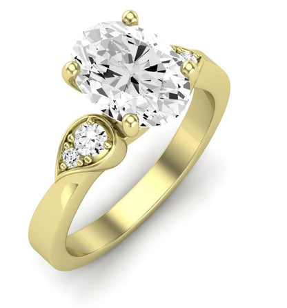 Hibiscus Oval Moissanite Engagement Ring yellowgold