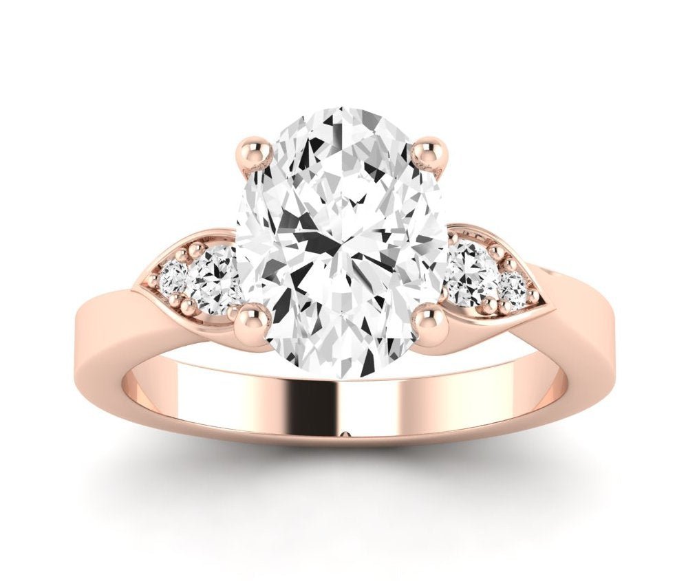 Hibiscus Oval Moissanite Engagement Ring rosegold