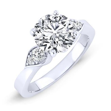 Hibiscus Round Moissanite Bridal Set whitegold