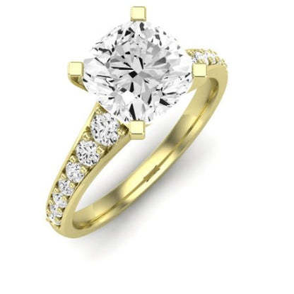 Holly Diamond Matching Band Only (does Not Include Engagement Ring) For Ring With Cushion Center yellowgold