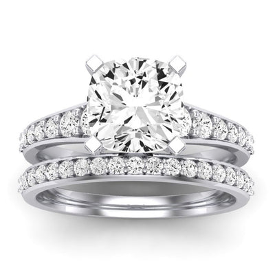 Holly Diamond Matching Band Only (does Not Include Engagement Ring) For Ring With Cushion Center whitegold