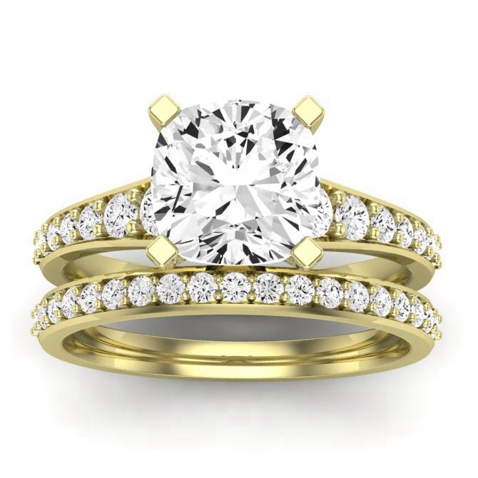 Holly Diamond Matching Band Only (does Not Include Engagement Ring) For Ring With Cushion Center yellowgold