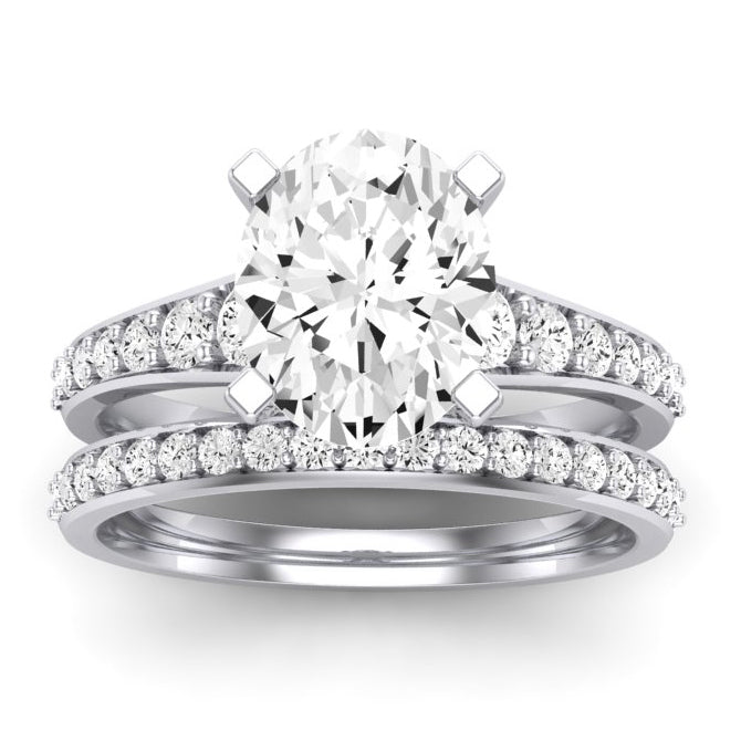 Holly Diamond Matching Band Only (does Not Include Engagement Ring) For Ring With Oval Center whitegold
