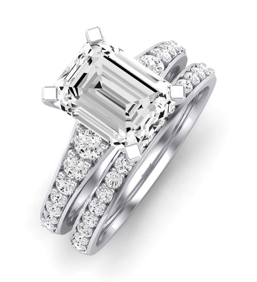 Holly Emerald Moissanite Bridal Set whitegold