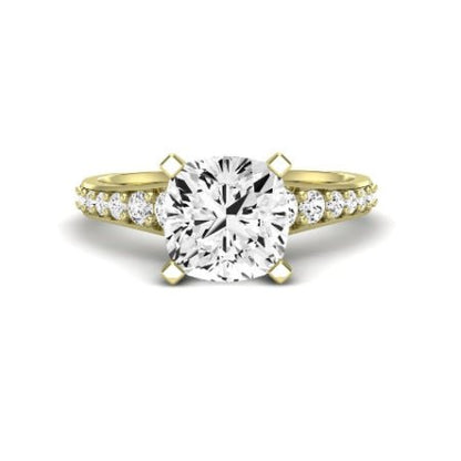 Holly Diamond Matching Band Only (does Not Include Engagement Ring) For Ring With Cushion Center yellowgold