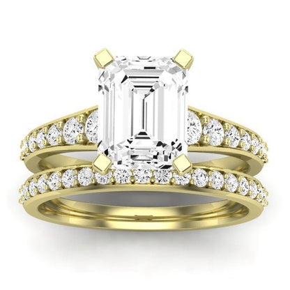 Holly Diamond Matching Band Only (does Not Include Engagement Ring) For Ring With Emerald Center yellowgold
