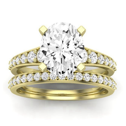 Holly Diamond Matching Band Only (does Not Include Engagement Ring) For Ring With Oval Center yellowgold
